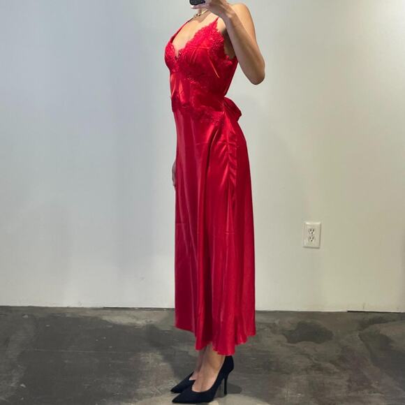 Red Silky Midi Dress - Picture 2 of 6